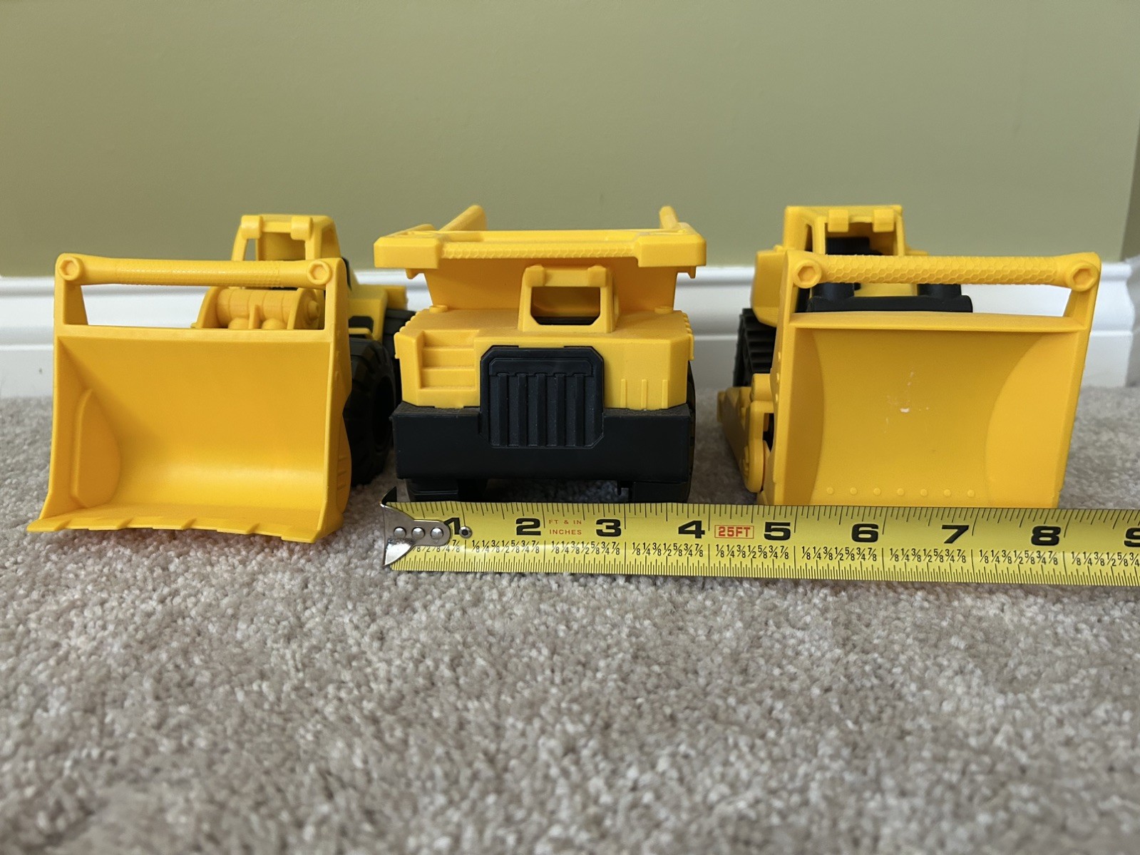 Cat Construction 7″ Dump Truck Loader Dozer Toys Set Lot Yellow Plastic