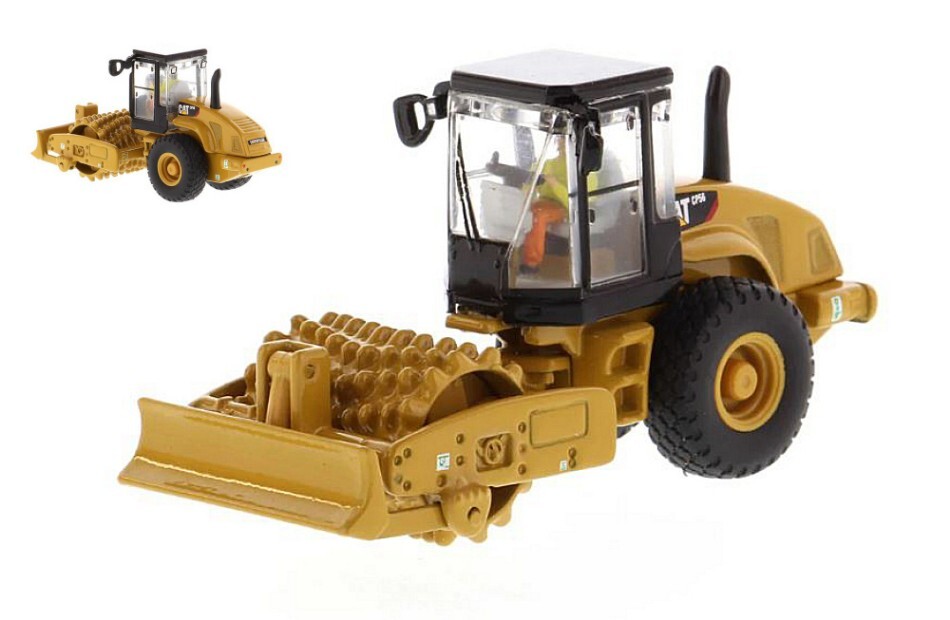 Diecast Model Bulldozer Master CAT CP-563E Padfoot Drum Soil 1:87