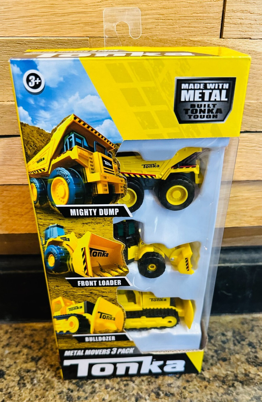 Tonka Metal Movers-3pck-Mighty Dump Truck, Front Loader & Bulldozer 885561061499