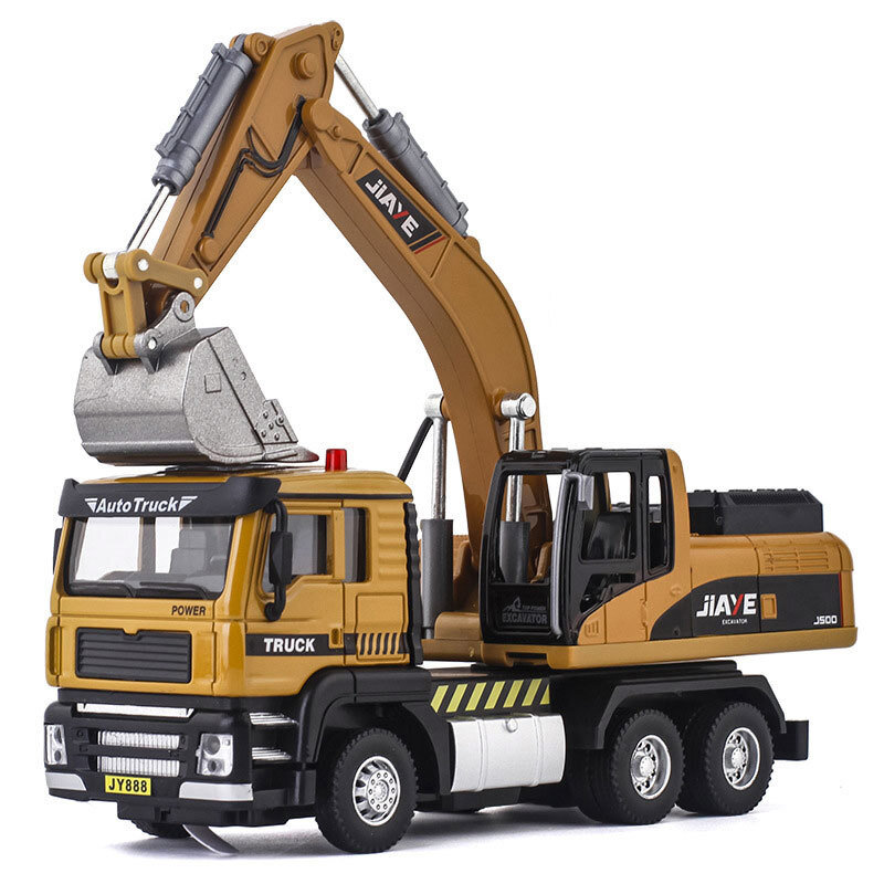 1:50 Excavator Toy Truck Model Car Metal Diecast Construction Vehicle Pull Back