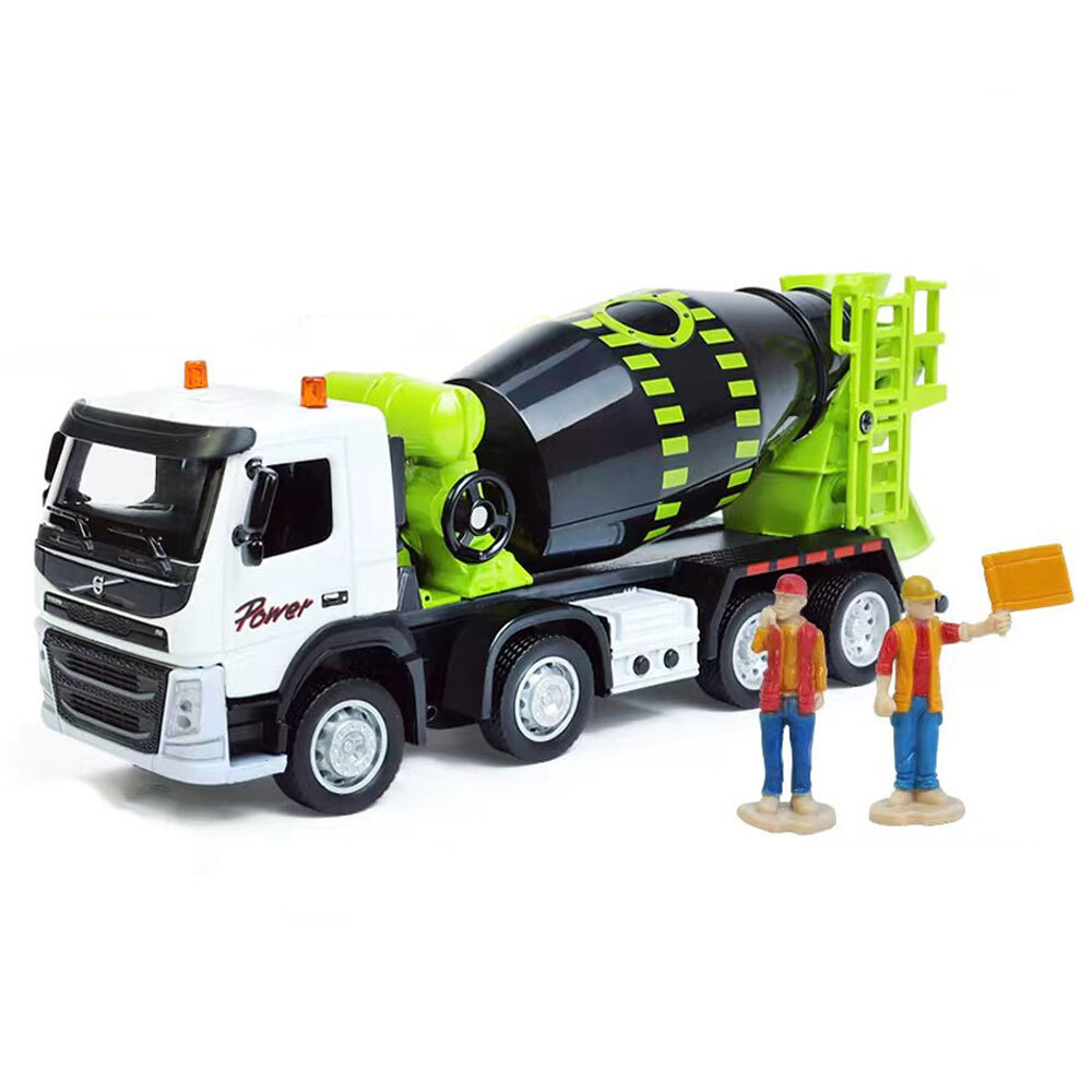 6.9″ Cement Mixer Toy Truck Diecast Construction Vehicle Toy Car White-Green