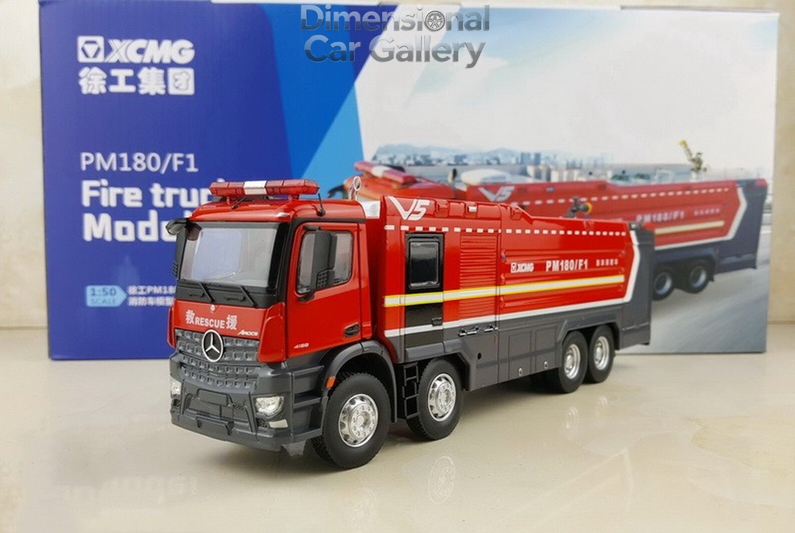 1/50 Scale XCMG PM180/F1 Fire Truck Mercedes Benz Truck Diecast Car Model