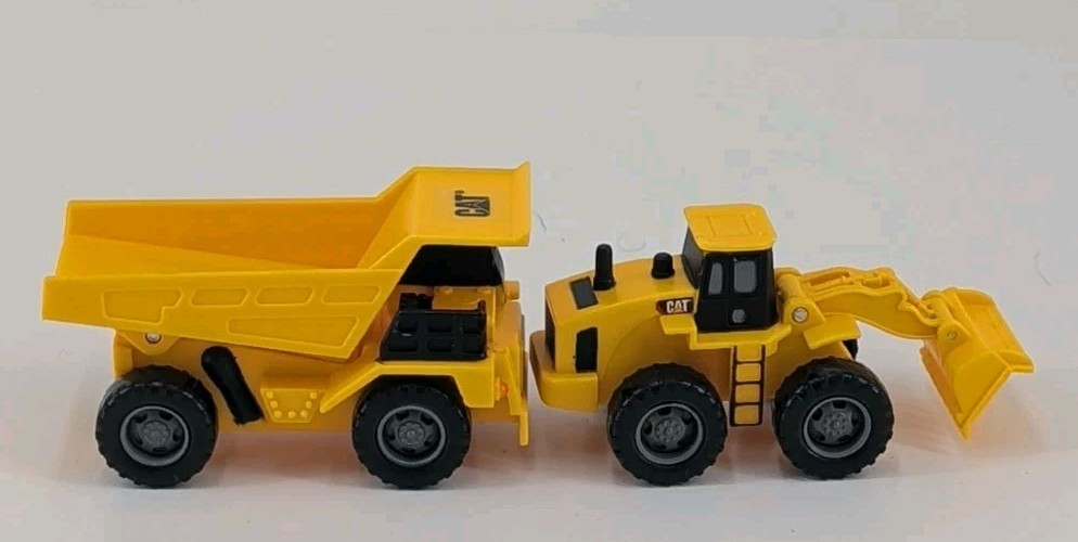Caterpillar Mini CAT Construction Trucks Machine Plastic 3.50 in Yellow Lot of 6