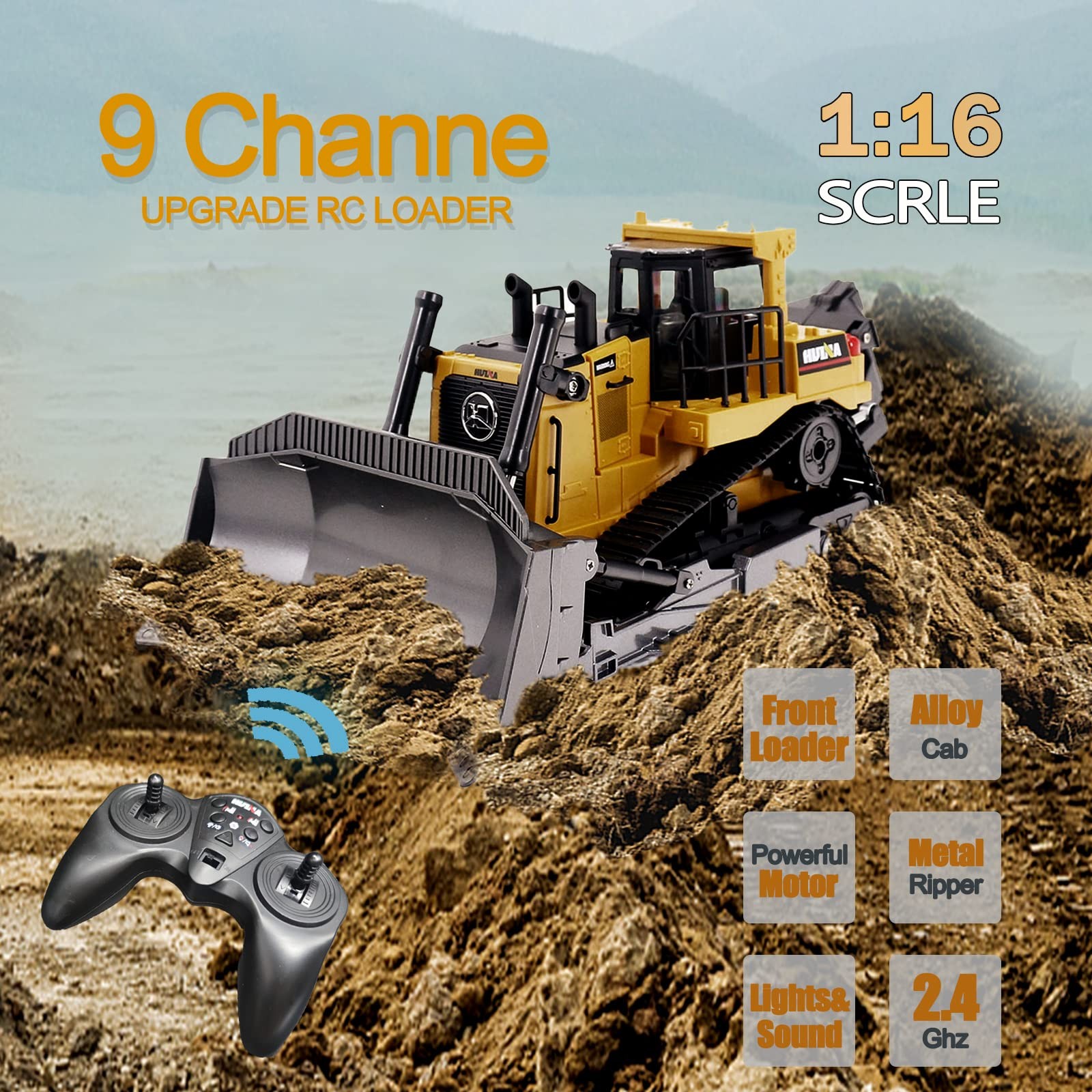 Bulldozer De Nueve Canales Với Luces Y Sonidos Para Ninos De Tres Anos Pro