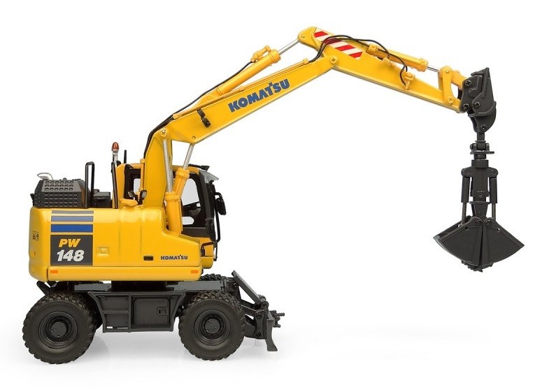 UNIVERSAL HOBBIES – KOMATSU PW148-11 Wheeled Excavator with Bucket and C…