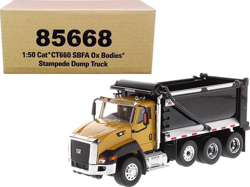 CAT Caterpillar CT660 SBFA with Ox Bodies Stampede Dump Truck Yellow and Black