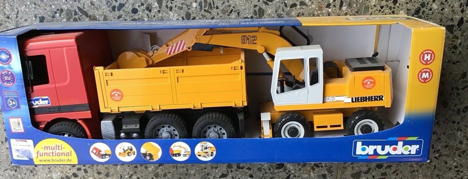 BRUDER Liebherr 912 Dump Truck Backhoe Excavator Retired NEW in Box – Great Gift