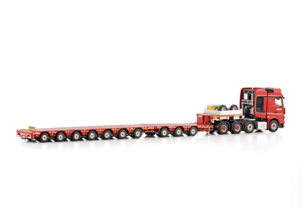 WSI 1:50 Actros 8×4 Nooteboom Red Line 3+7 Low Loader Diecast Metal Model Truck