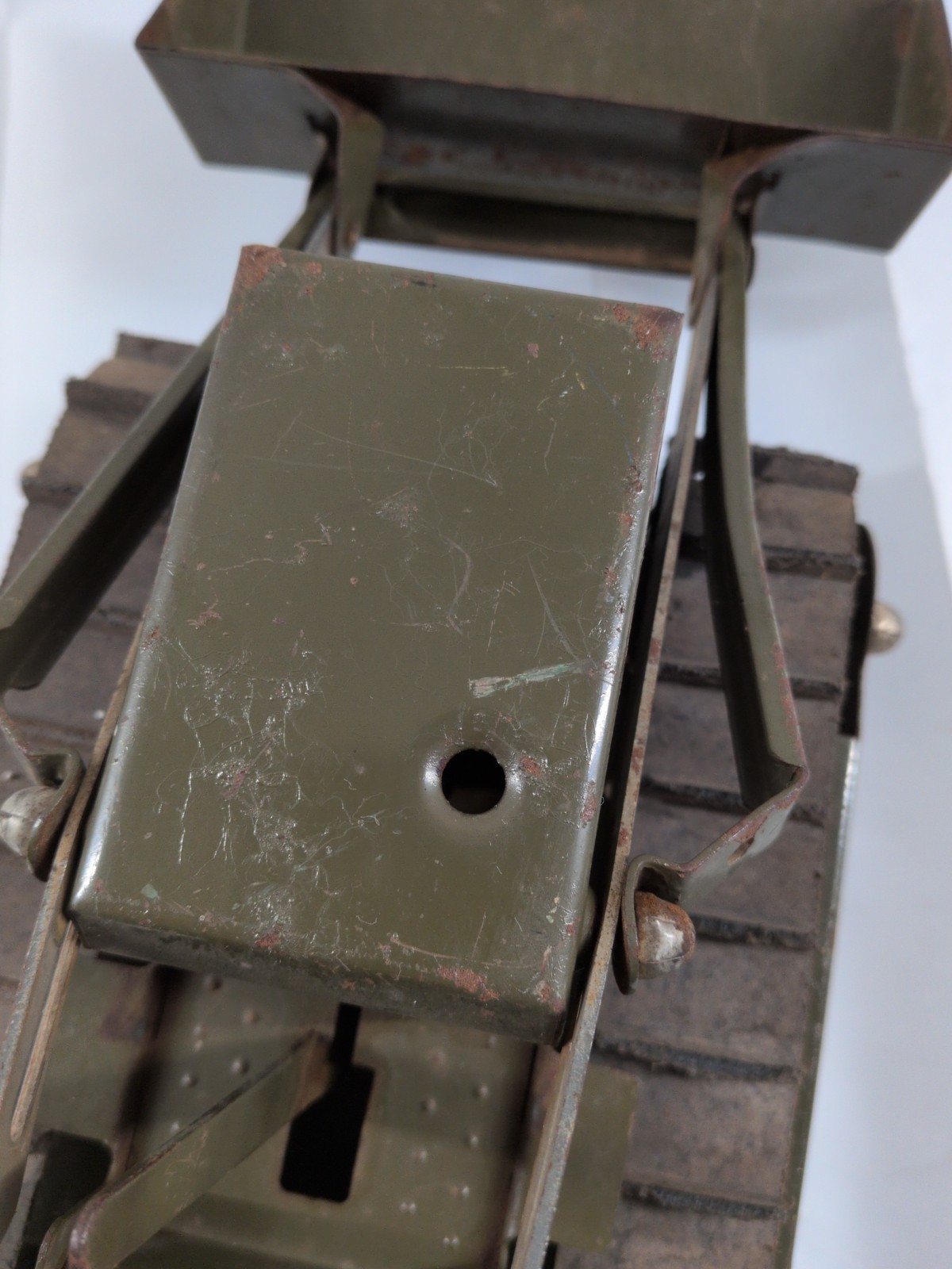 Vintage 1960s Structo Green U.S. Army Engineers Bulldozer Pressed Steel Toy Rare