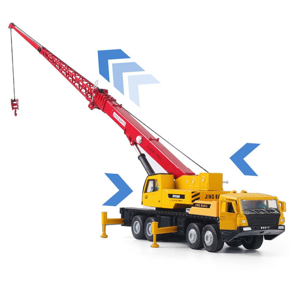Mega Crane Truck Toy Diecast Model Construction Equipment for Boys Kids Red