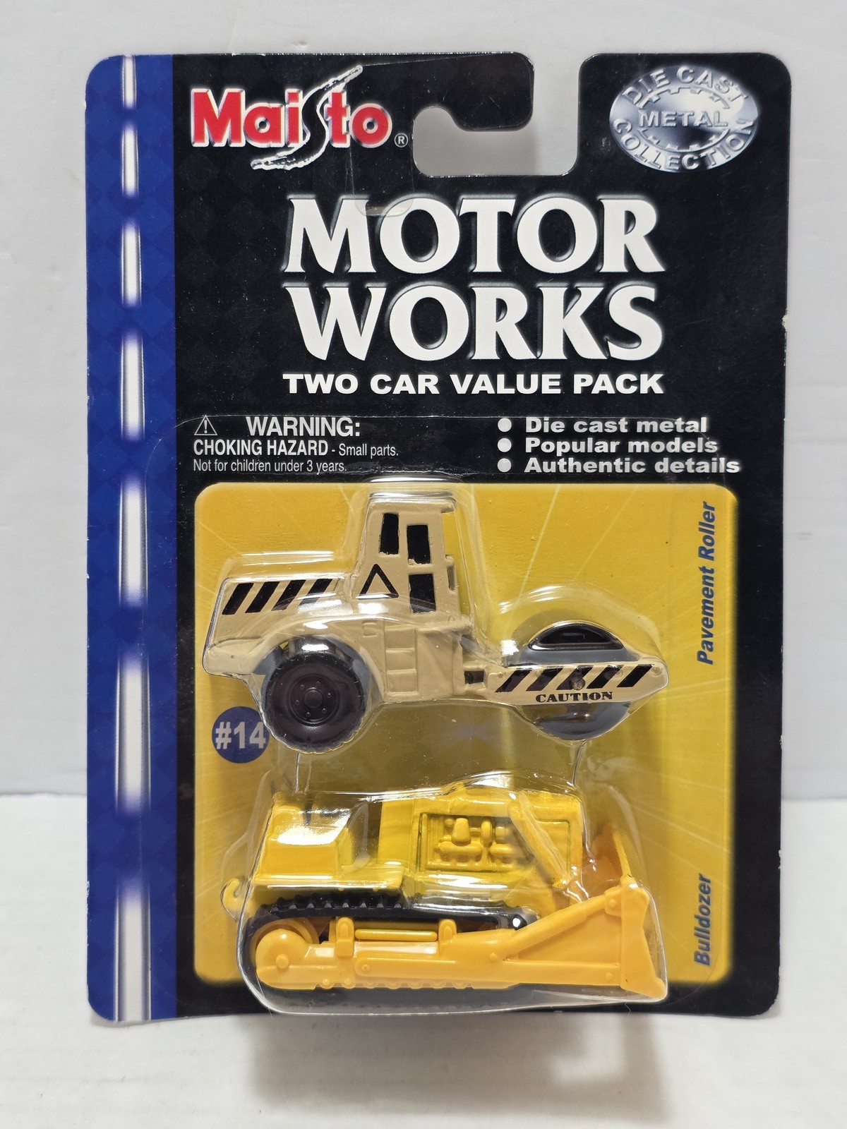 Maisto Motor Works #14 Pavement Roller & Bulldozer Diecast Metal 2-Car Value