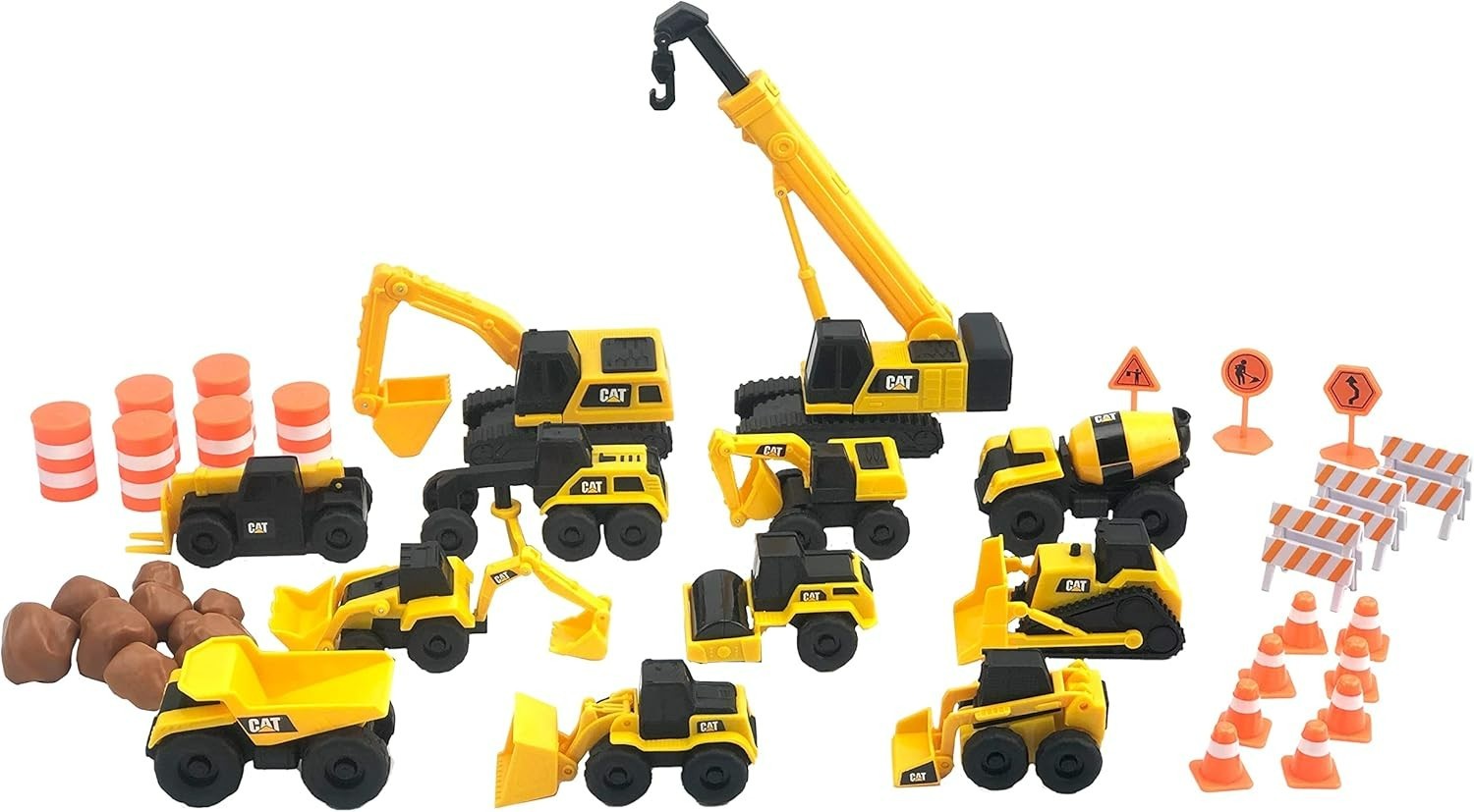 CAT Construction Toys, Little Machines Mega Set – 40+ Pieces with XL Crane & …