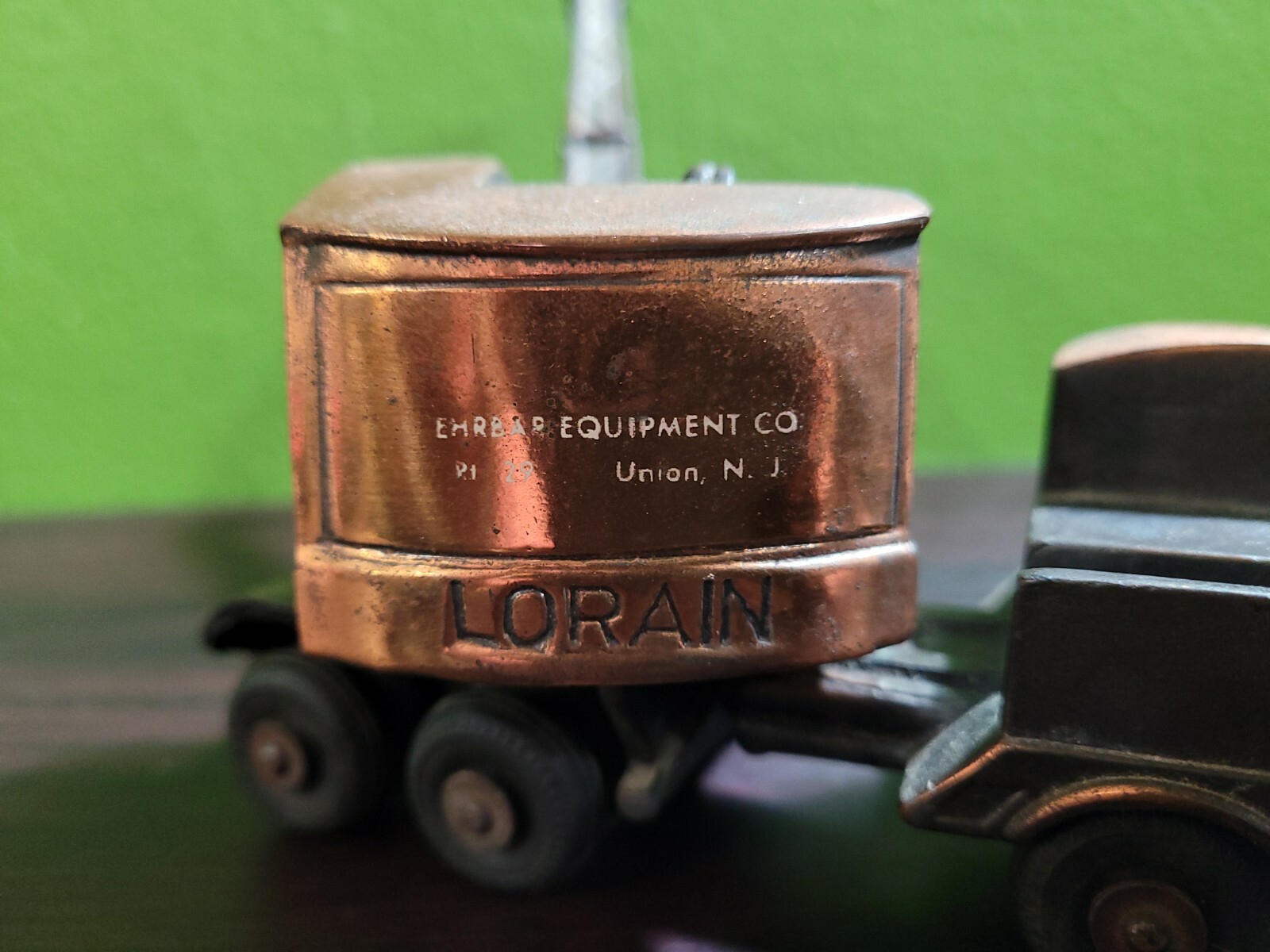 Vintage LORAIN Mobile Crane Truck BRASS Toy Paperweight EHRBAR New York Cast