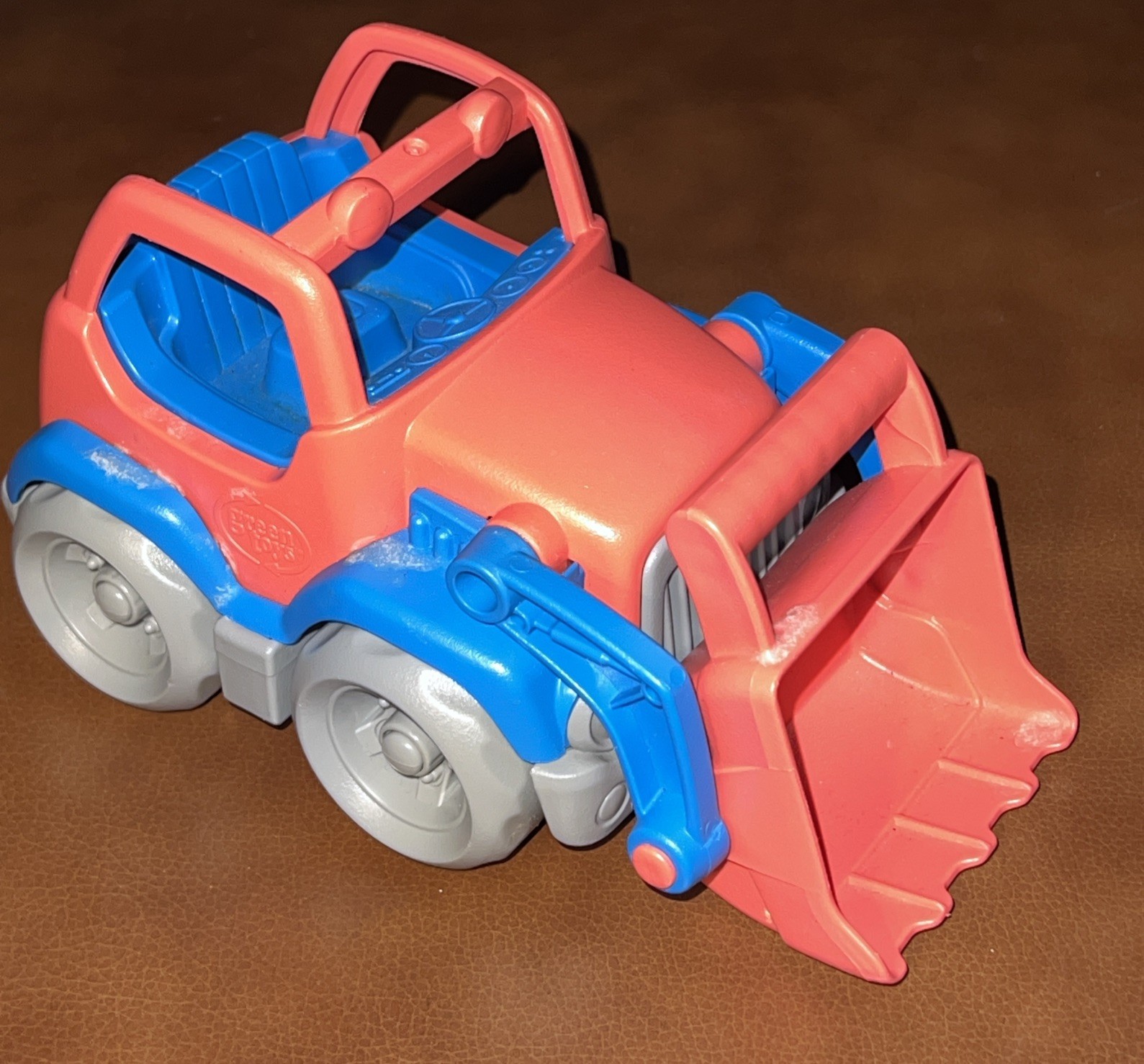 Green Toys Made In USA Bull Dozer Small 5′-7′ Red And Blue Great For Sand Box
