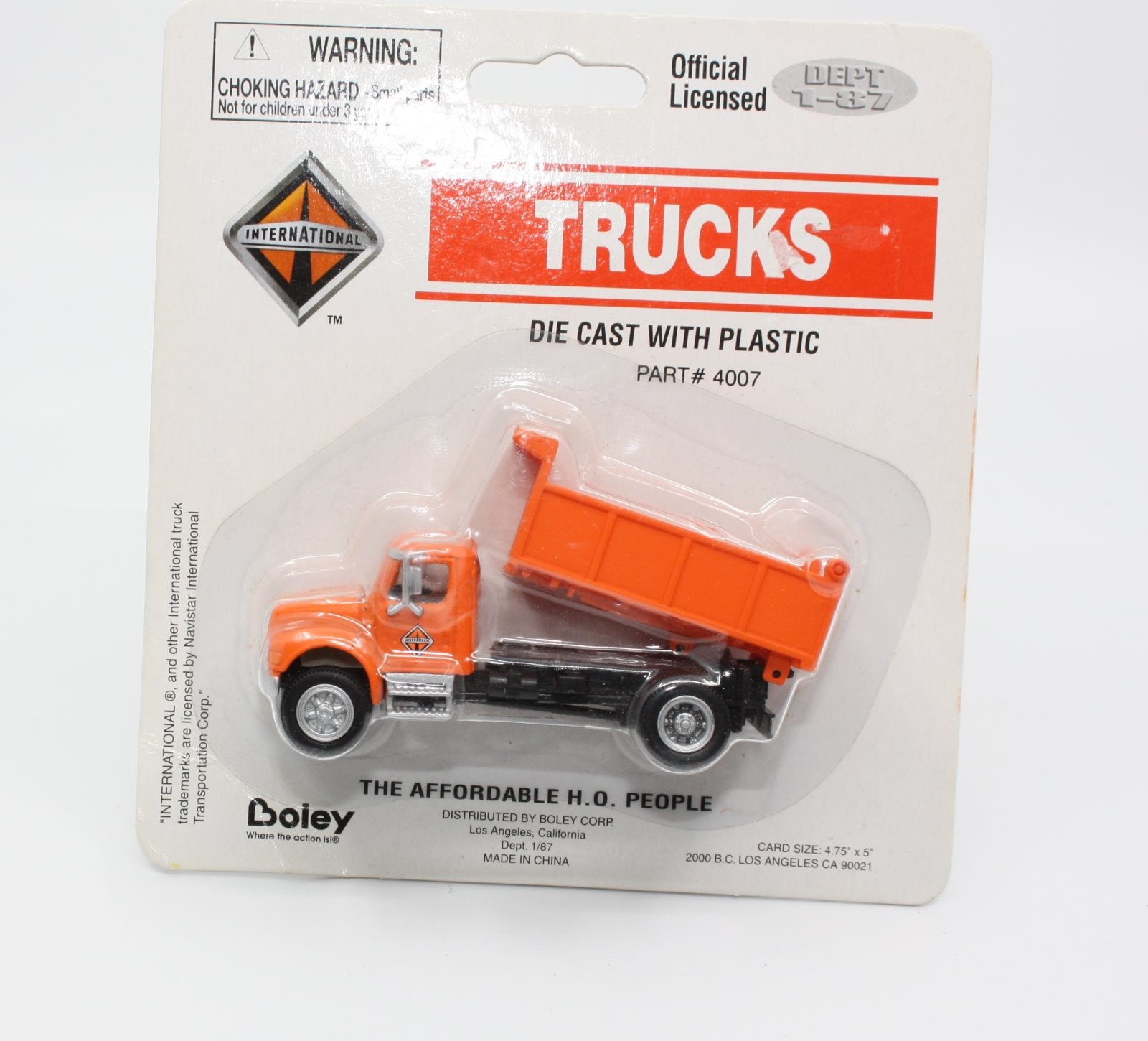 Boley 4007 HO Orange Dept 1-87 International Dump Truck Diecast W/Plastic Parts
