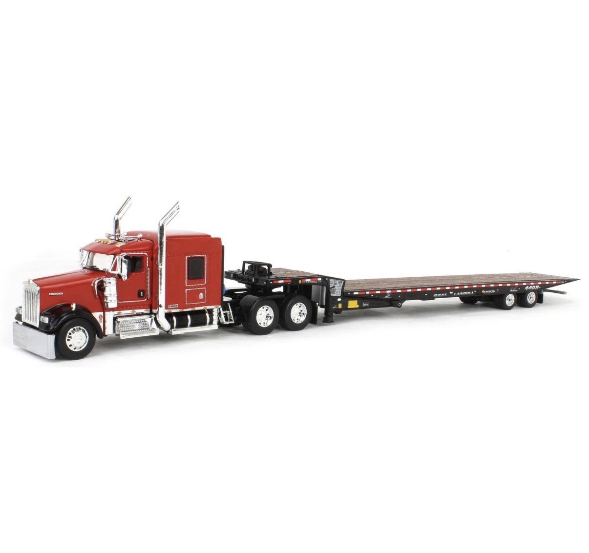 1/64 Black/Red Kenworth W900L Landoll 440B-50CA Traveling Axle Trailer 60-2034