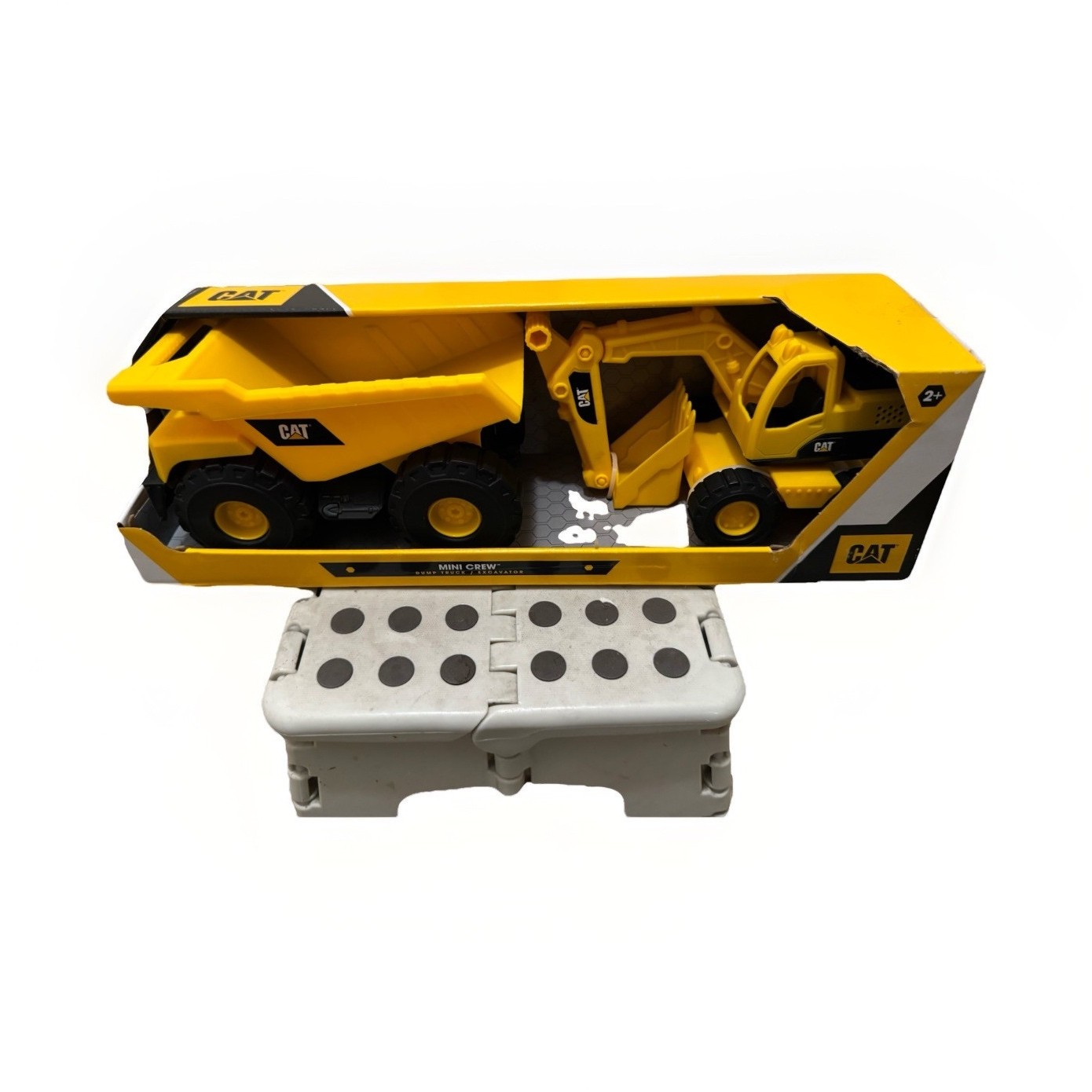 CAT Plastic Dump Truck and Loader Toy Set Yellow Black Construction Vehicles