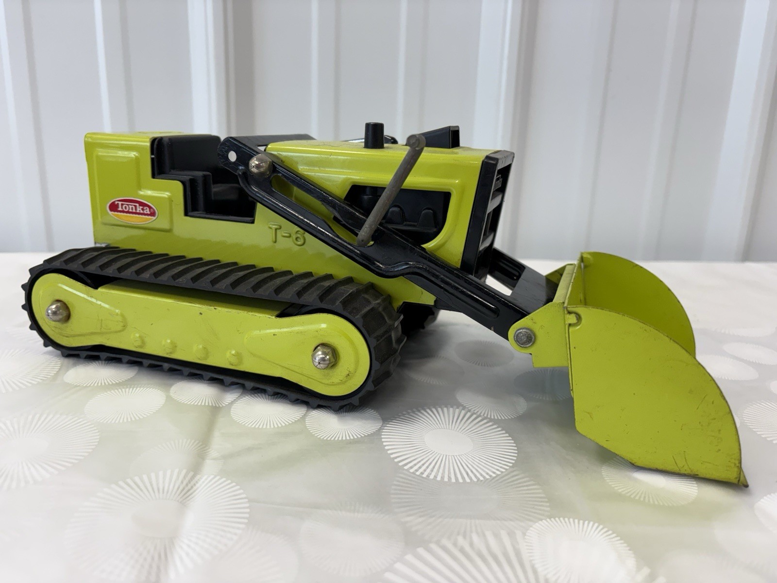 Vintage TONKA T-6 Front end Loader Excavator 1970s Green Steel Bulldozer Digger