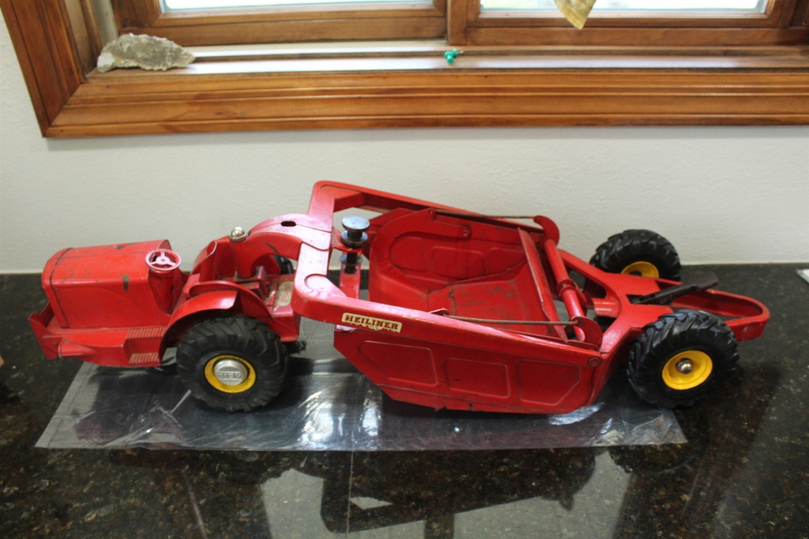 Vintage Toy Earth Mover Red 29″ Long Ca. 1950’s by Model Toys Doepke Heiliner
