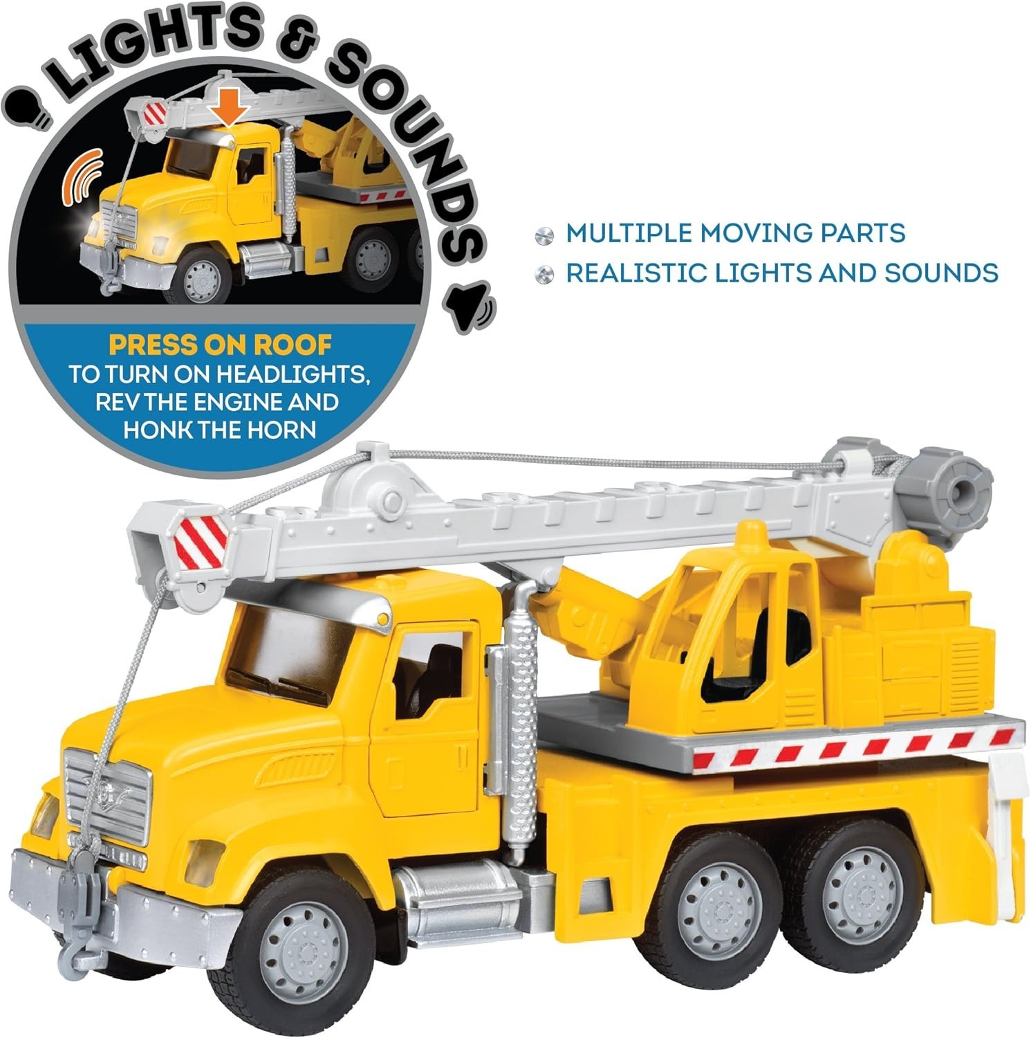 Imaginative 7-Inch Crane Truck Toy with Lifelike Details & Sounds, 3+
