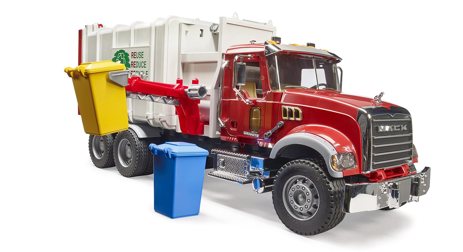 Bruder Mack Granite Side Loader Garbage Truck Detailed Toy For Kids 4 Years Plus