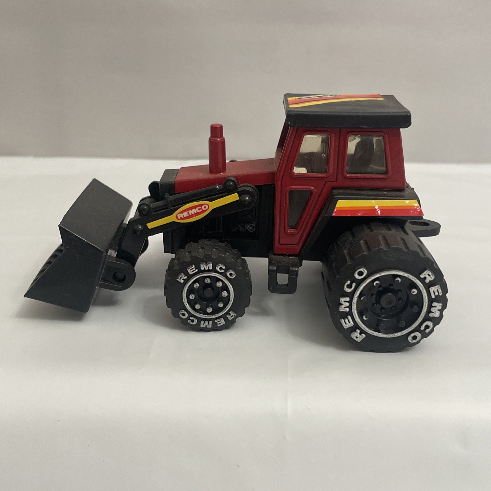Vintage Remco Red/Black Front-End Loader/Backhoe Pressed Steel