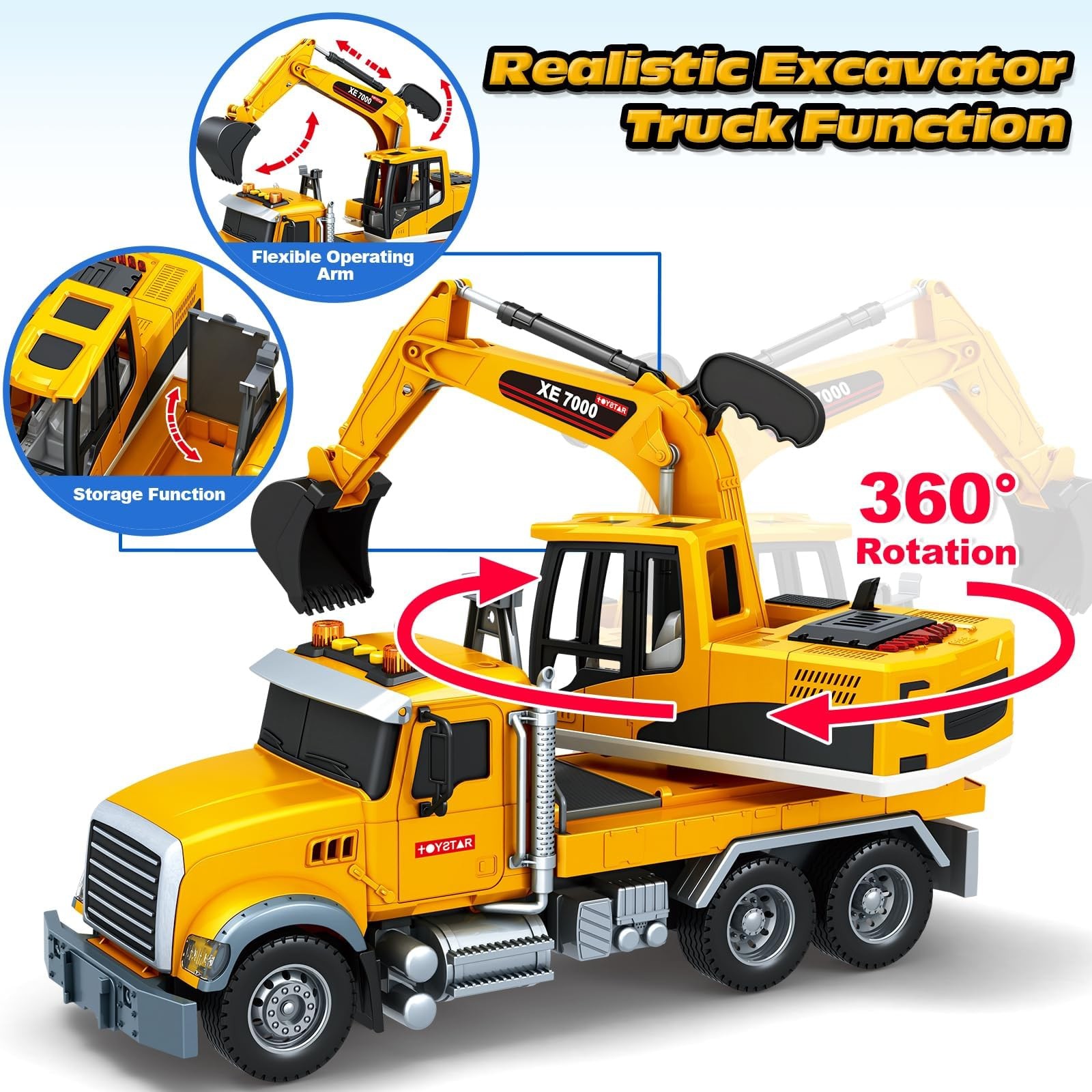 Bstoyder Kids Toys for 3 4 5 6 7 8 Years Old Boys, 15″ Excavator Truck Toy wi…