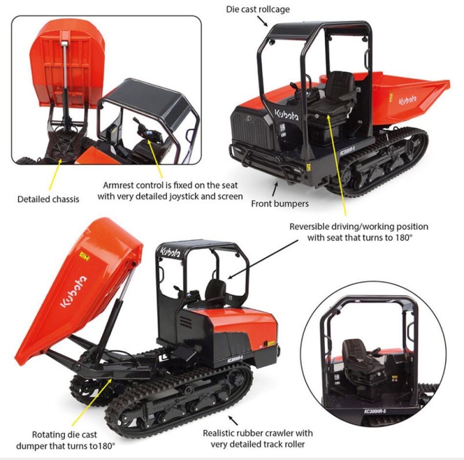 Universal Hobbies MINI TRACKED DUMPER KUBOTA KC300HR-5 1:24 Diecast Action Figure