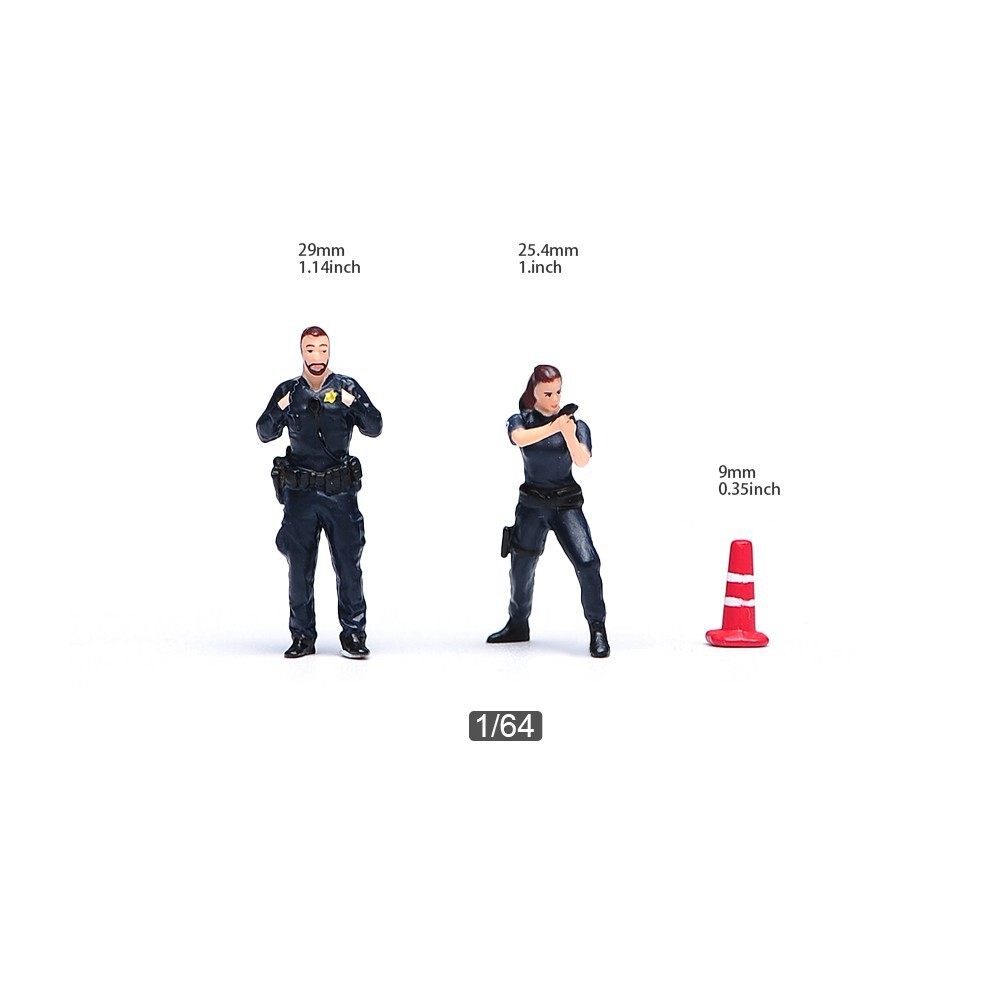 VM 1:64 Policeman & Awl barrel 3pc Set Doll Resin Miniature Figures Toys Scene