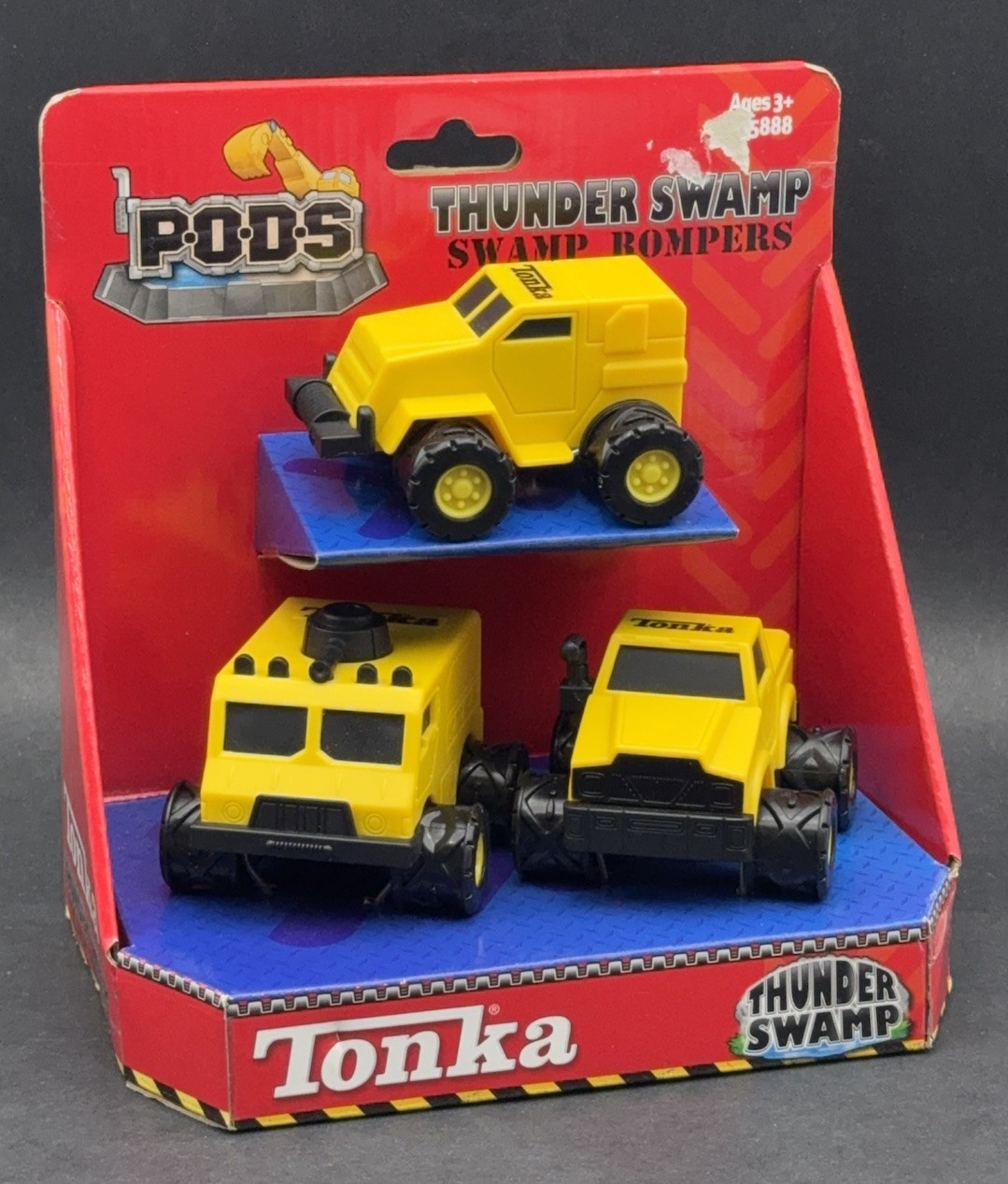 Tonka NOS 2008 PODS THUNDER SWAMP ROMPERS Playset Set Of 3 Yellow Trucks New NIB