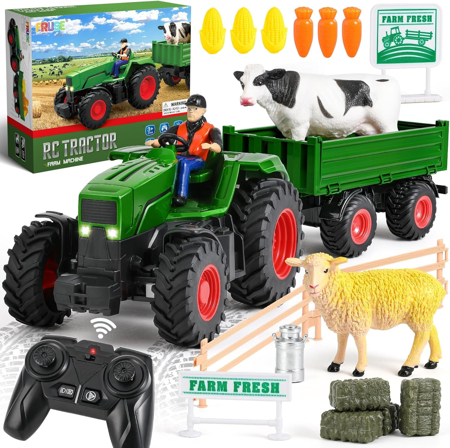 Remote Control Tractor Toy,Rc Tractor Set & Truck and Trailer,Tractor Toy with 2