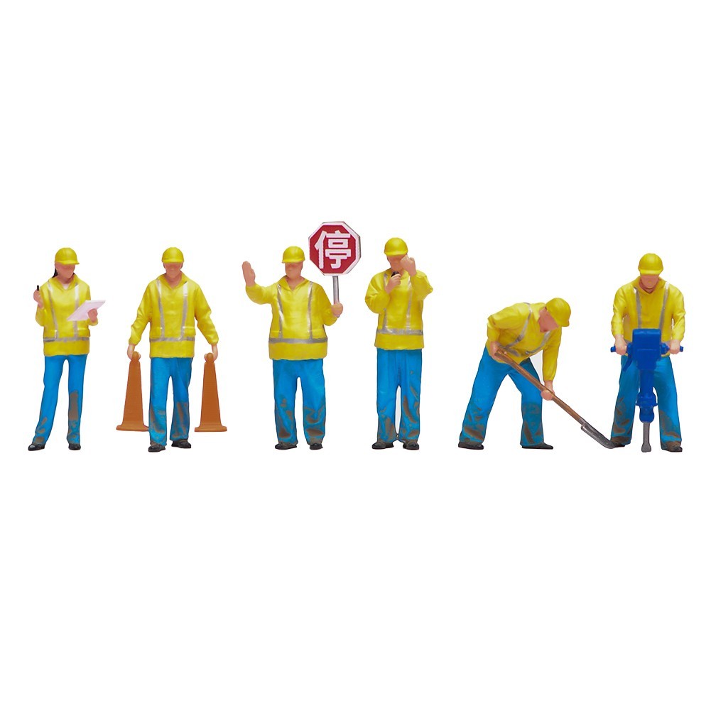 VM 1:50 Construction Workers Doll 6pcs Set A Resin Mini Figures Toys Scene Props