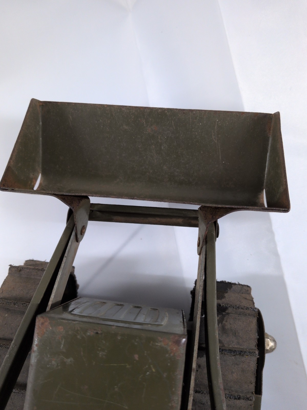 Vintage 1960s Structo Green U.S. Army Engineers Bulldozer Pressed Steel Toy Rare