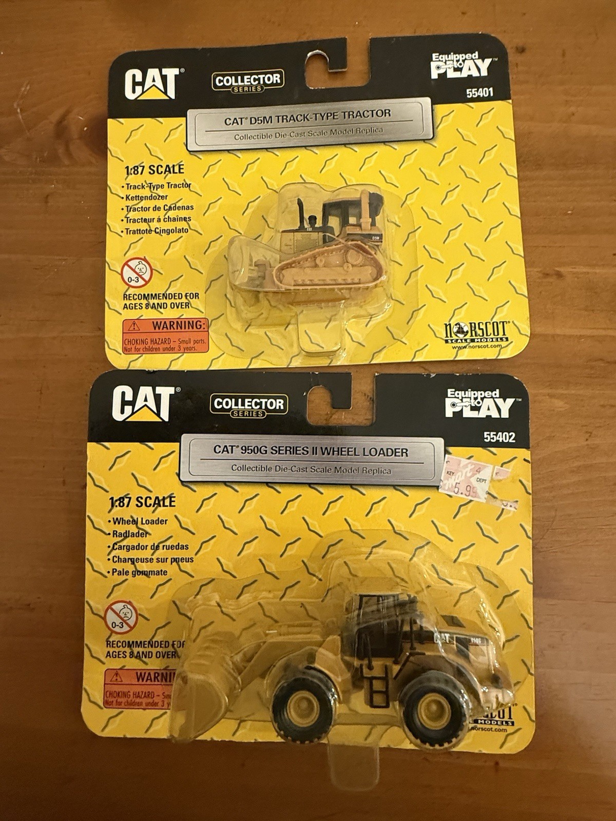2 Norscot CAT D5M TRACK-TYPE TRACTOR & 950G Wheel Loader 1:87 Diecast 2005 NEW