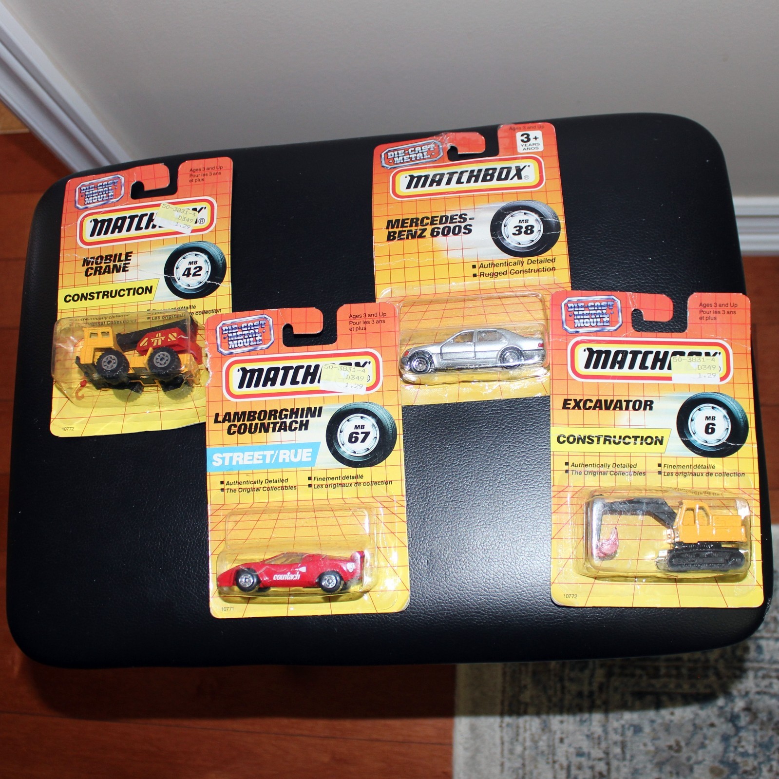 4x Matchbox Mercedes Benz 600S + Lamborghini Countach + Mobile Crane + Excavator