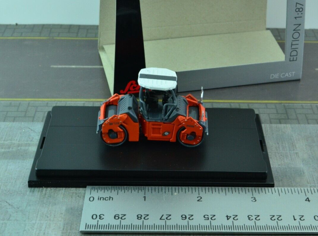 Schuco Diecast Construction Compactor – Roller Orange 1:87 HO Scale