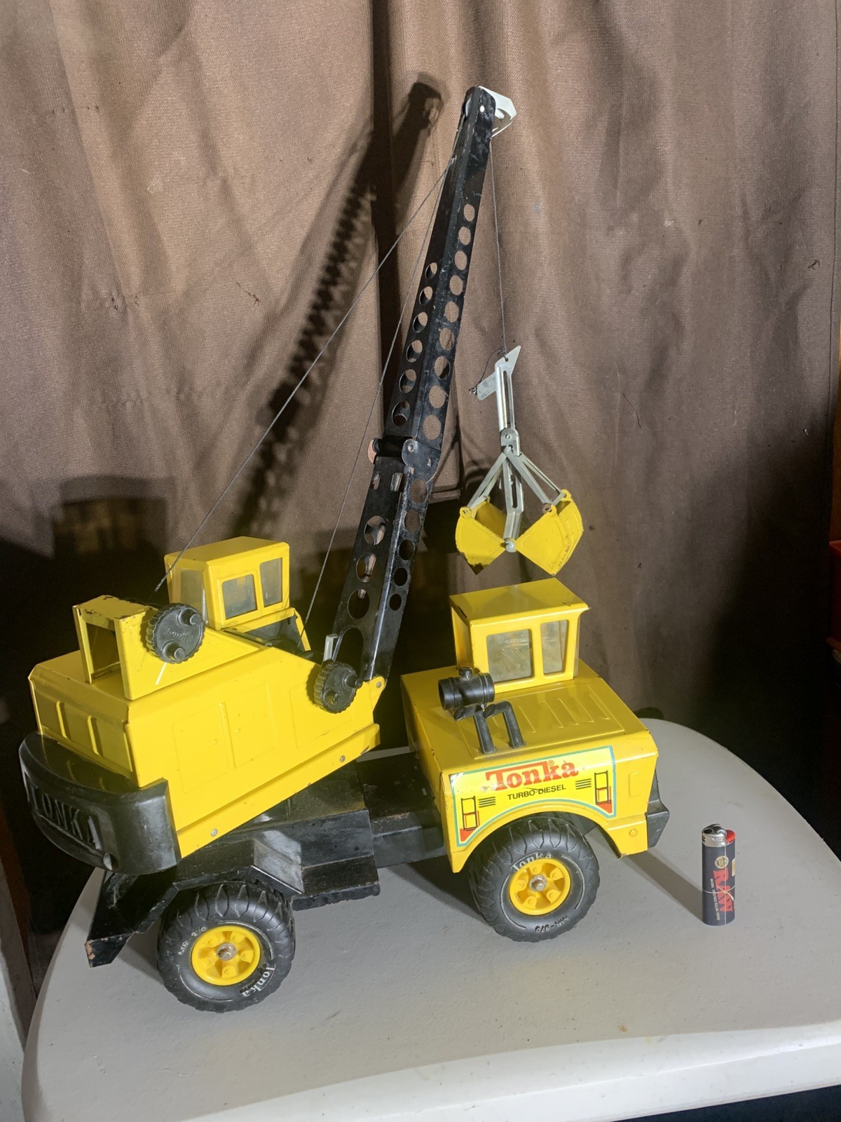 Vintage Early 1970s (1973) yellow Mighty Tonka Crane ~ Great Condition