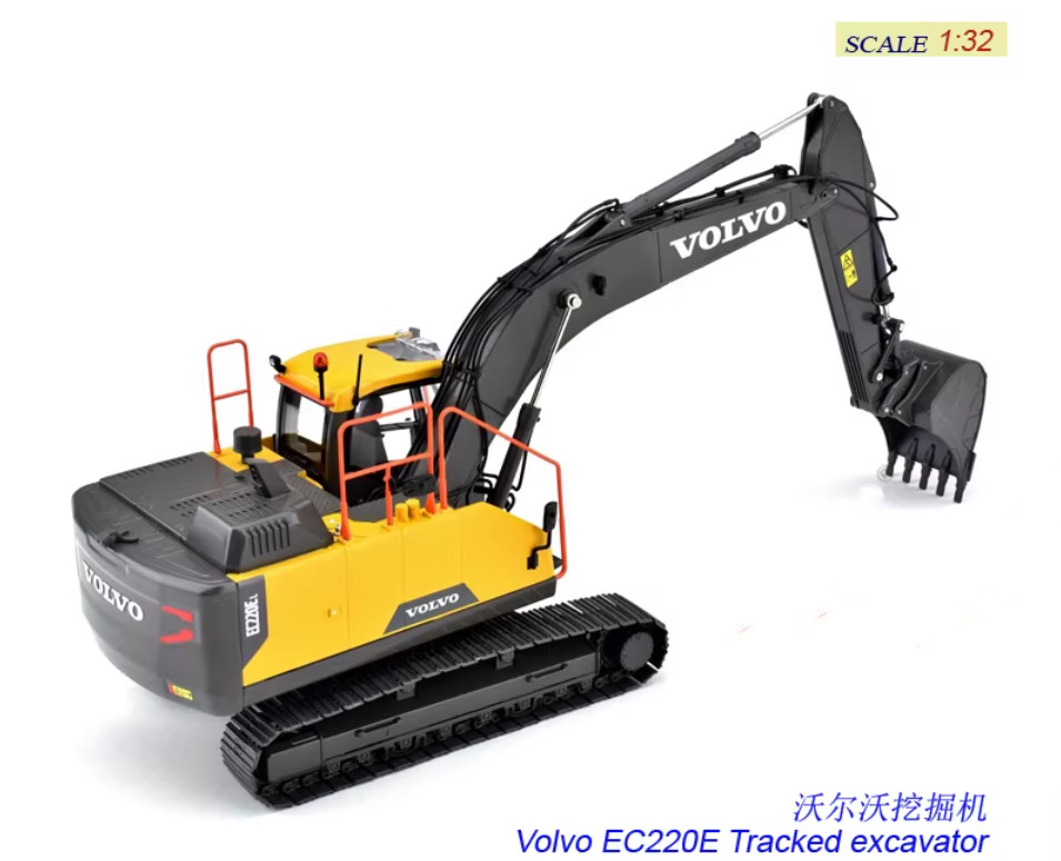1:32 28CM Volvo EC220E Tracked Excavator Construction Machine Diecast Model