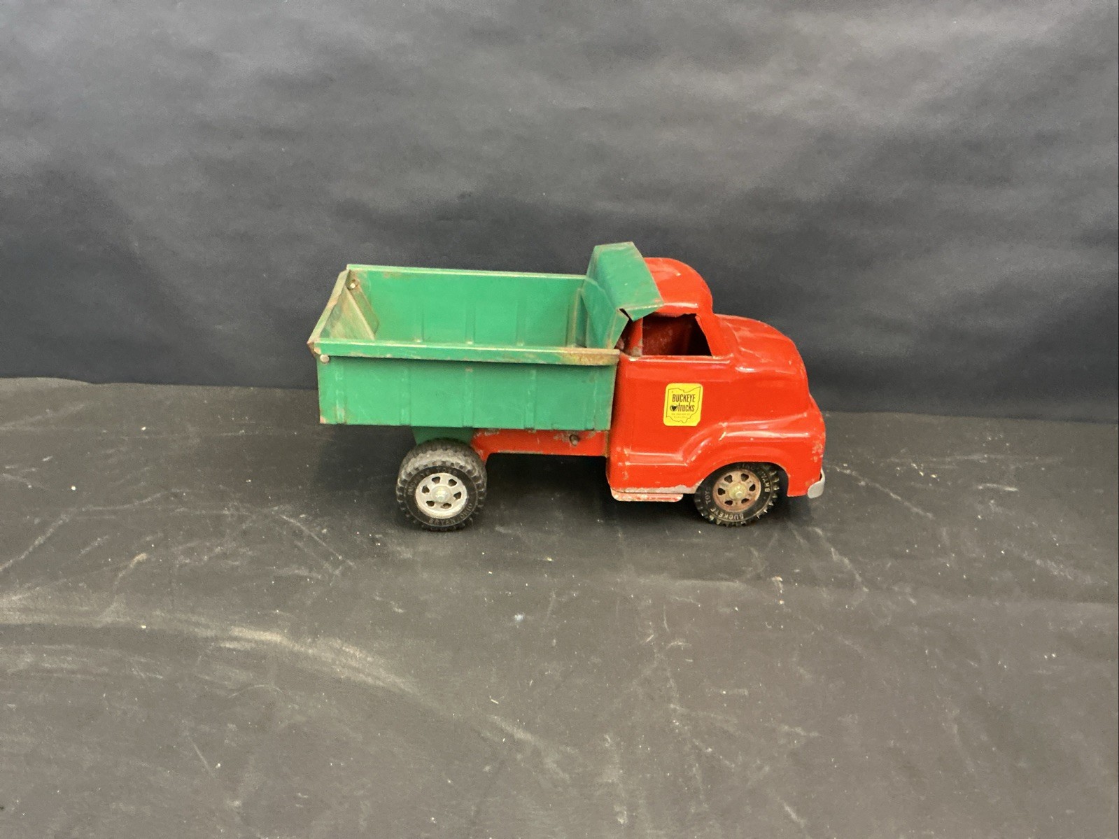 Buckeye Trucks Pressed Steel Dump Truck Red and Green Construction Vehicle