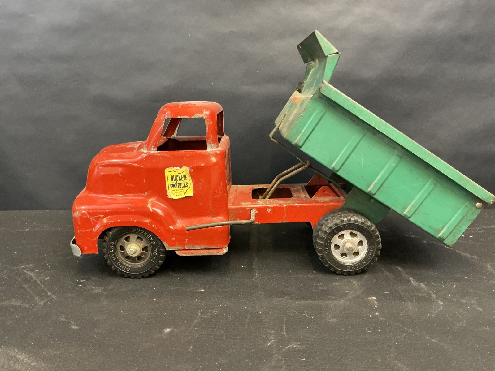 Buckeye Trucks Pressed Steel Dump Truck Red and Green Construction Vehicle