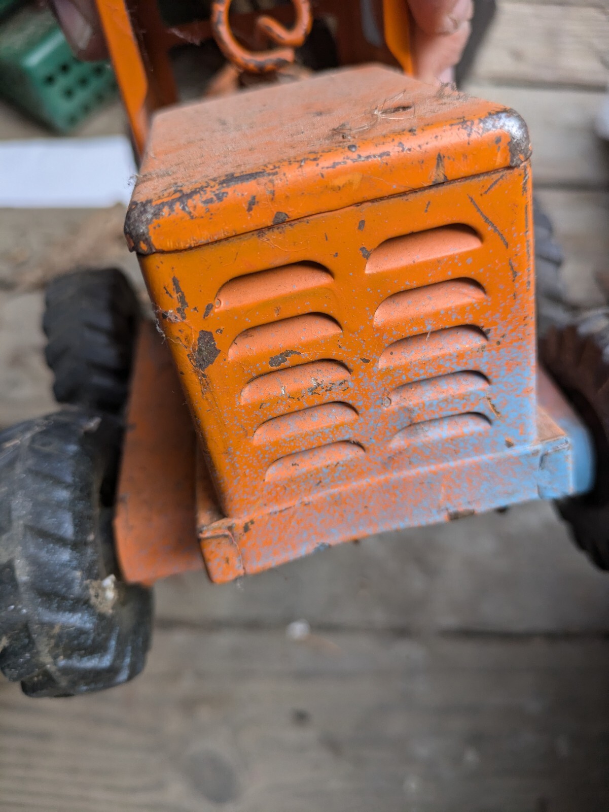 Vintage Tonka Road Grader Orange Diesel Pressed Steel Toy
