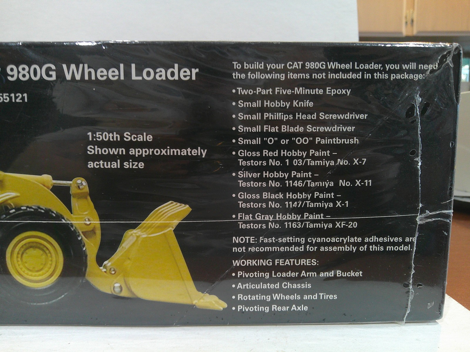 Norscot Construction Model Kit CAT 980G Wheel Loader 1:50 Yellow Sealed