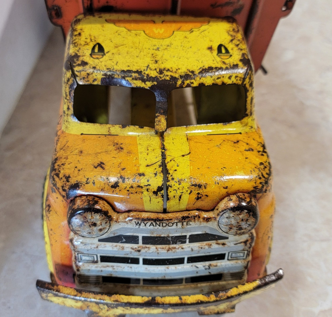 Vintage Wyandotte Pressed Steel Construction Dump Truck No Bucket 16″ Sealed