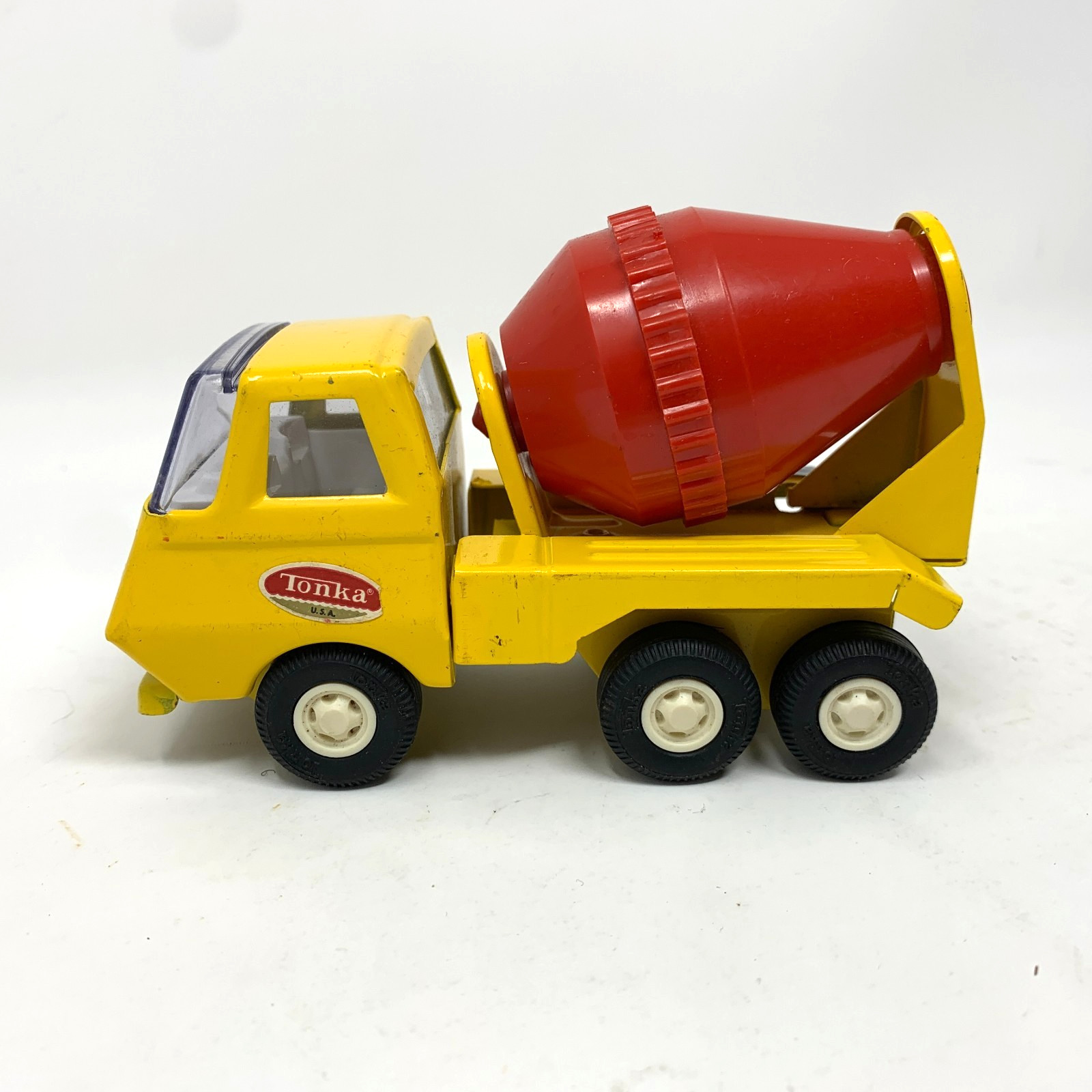 VTG 1970s 4.5″ Tonka Concrete Mixer Steel Metal Toy Red Plastic Drum