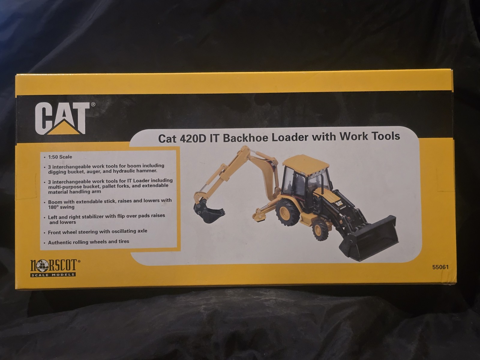 Norscot CAT 420D IT Backhoe Loader w/ Work Tools 1:50 Diecast 55061
