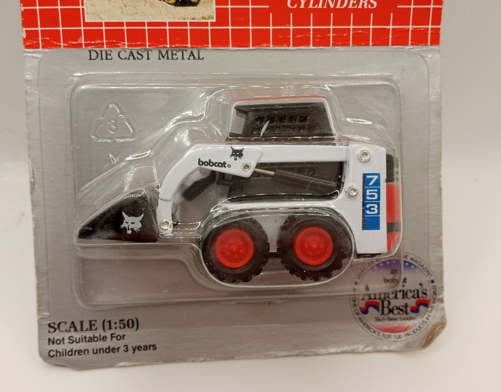 New Clover International Ltd Bobcat White Loader Model 753 1:50 On Card Diecast