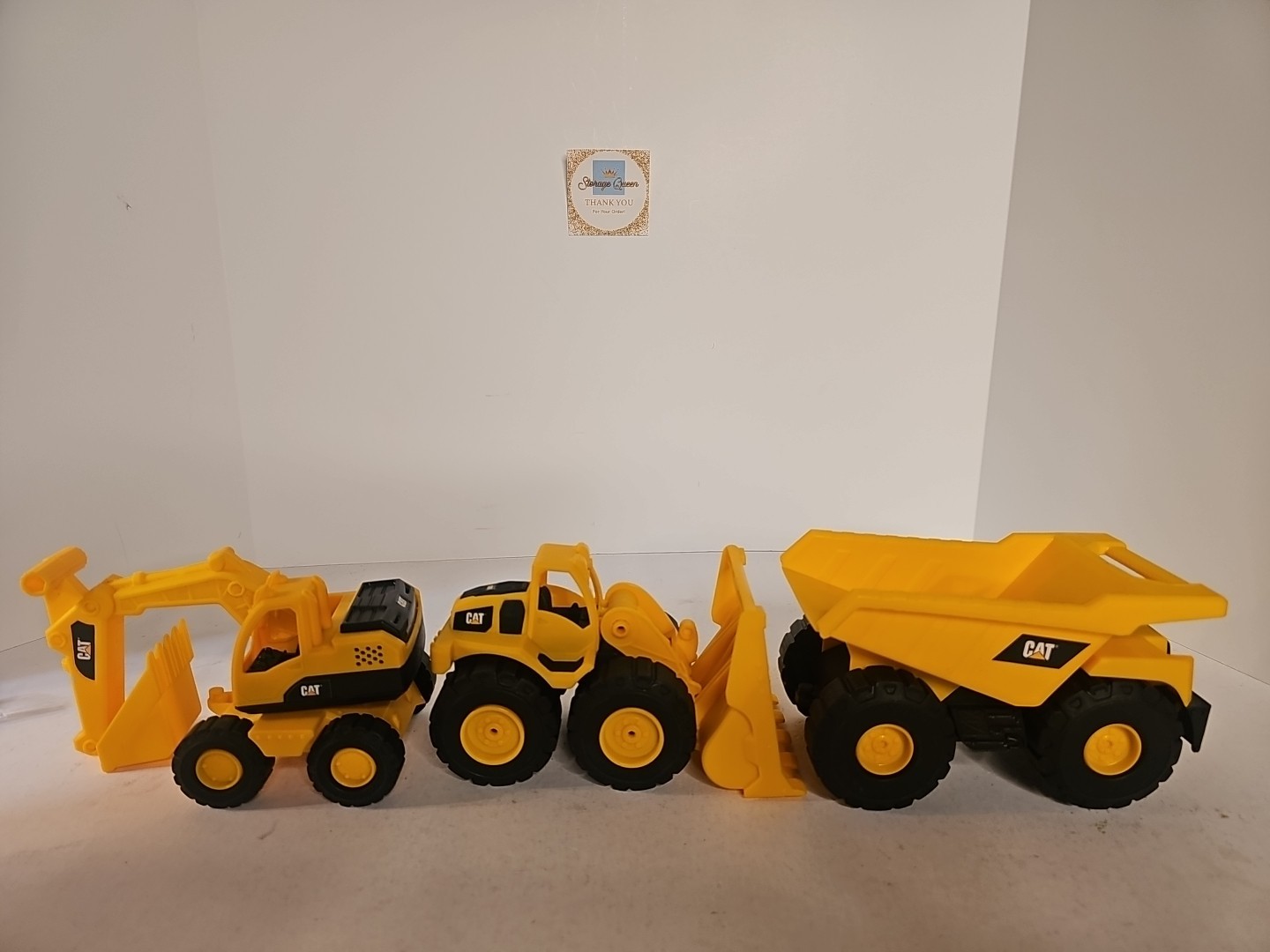 CAT Construction Toys, Mini Crew 3-Pack 7”, Push-Powered Yellow Construction
