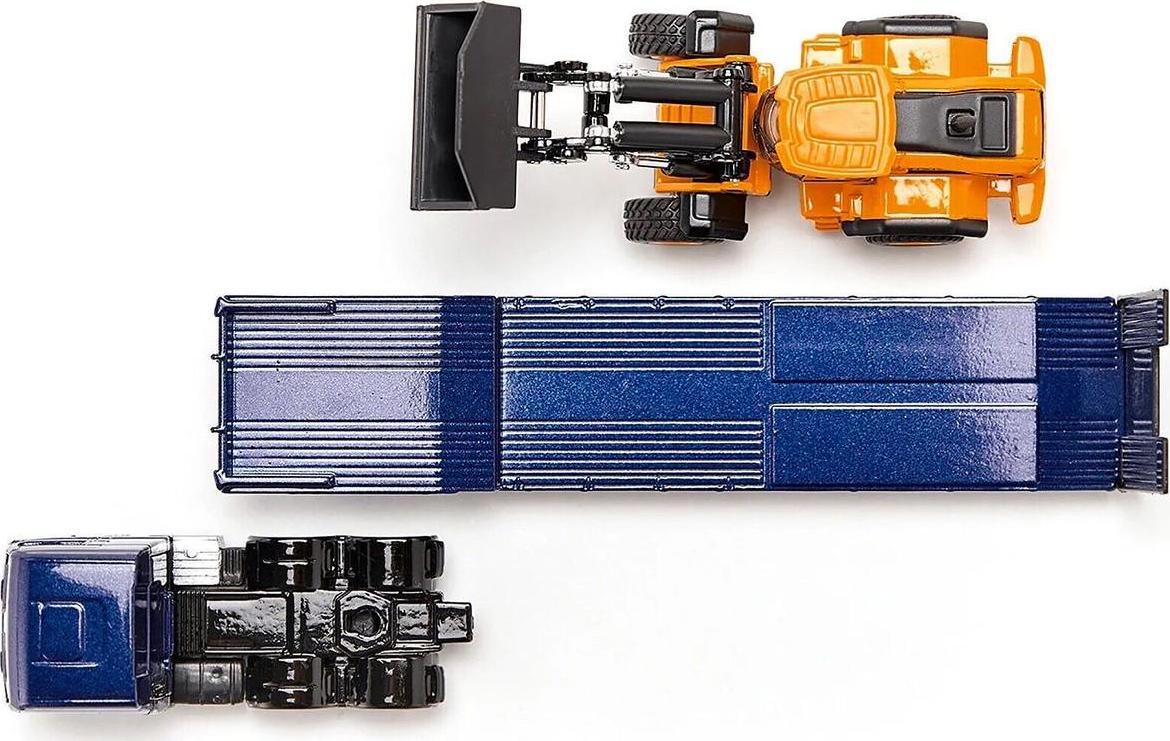 MAN Truck Blue Metallic with Low Loader Trailer and JCB 457 Wheel Loader Yellow