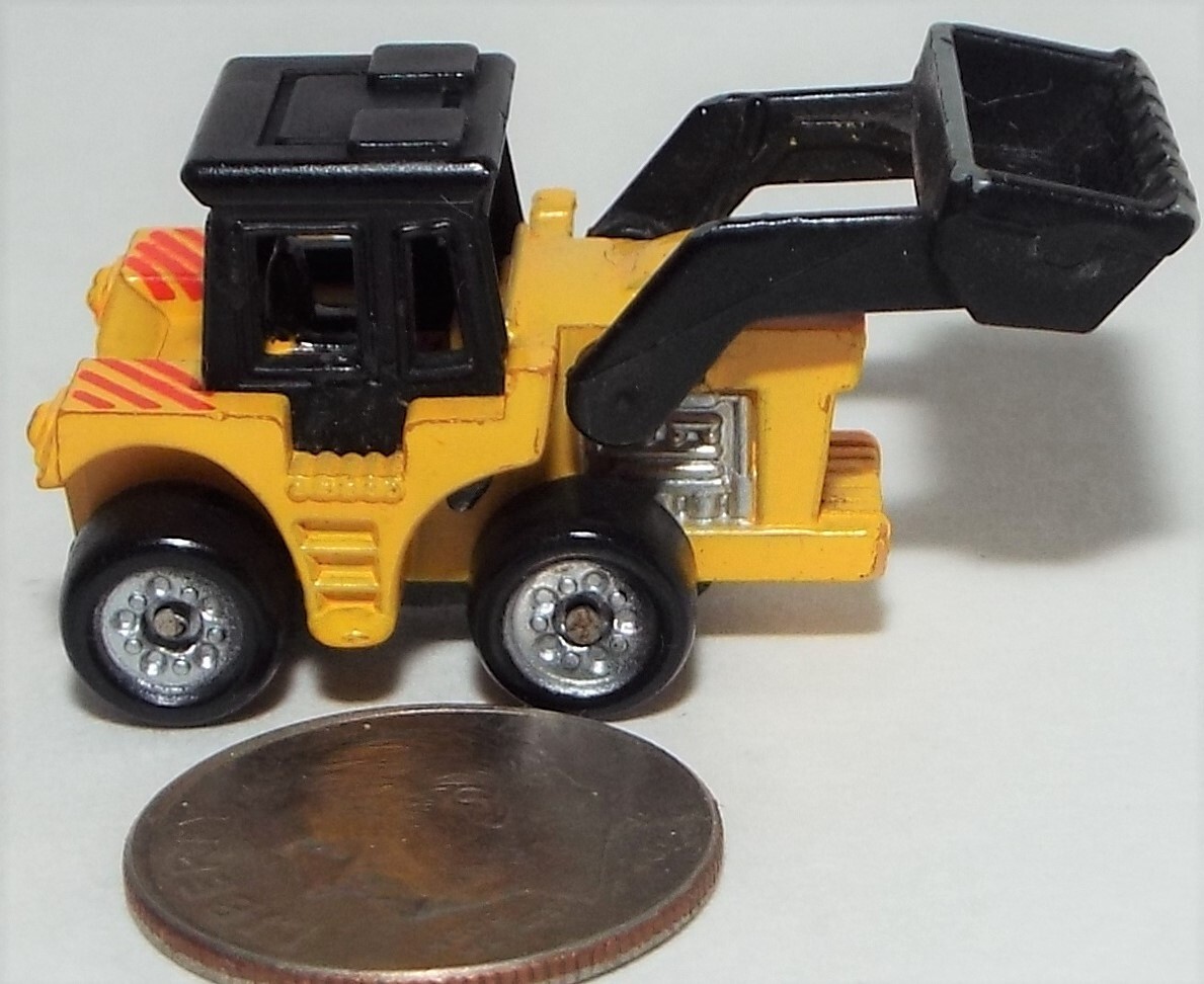 Small Micro Machine Loader Construction Vehicle in Yellow & Black with red Trim