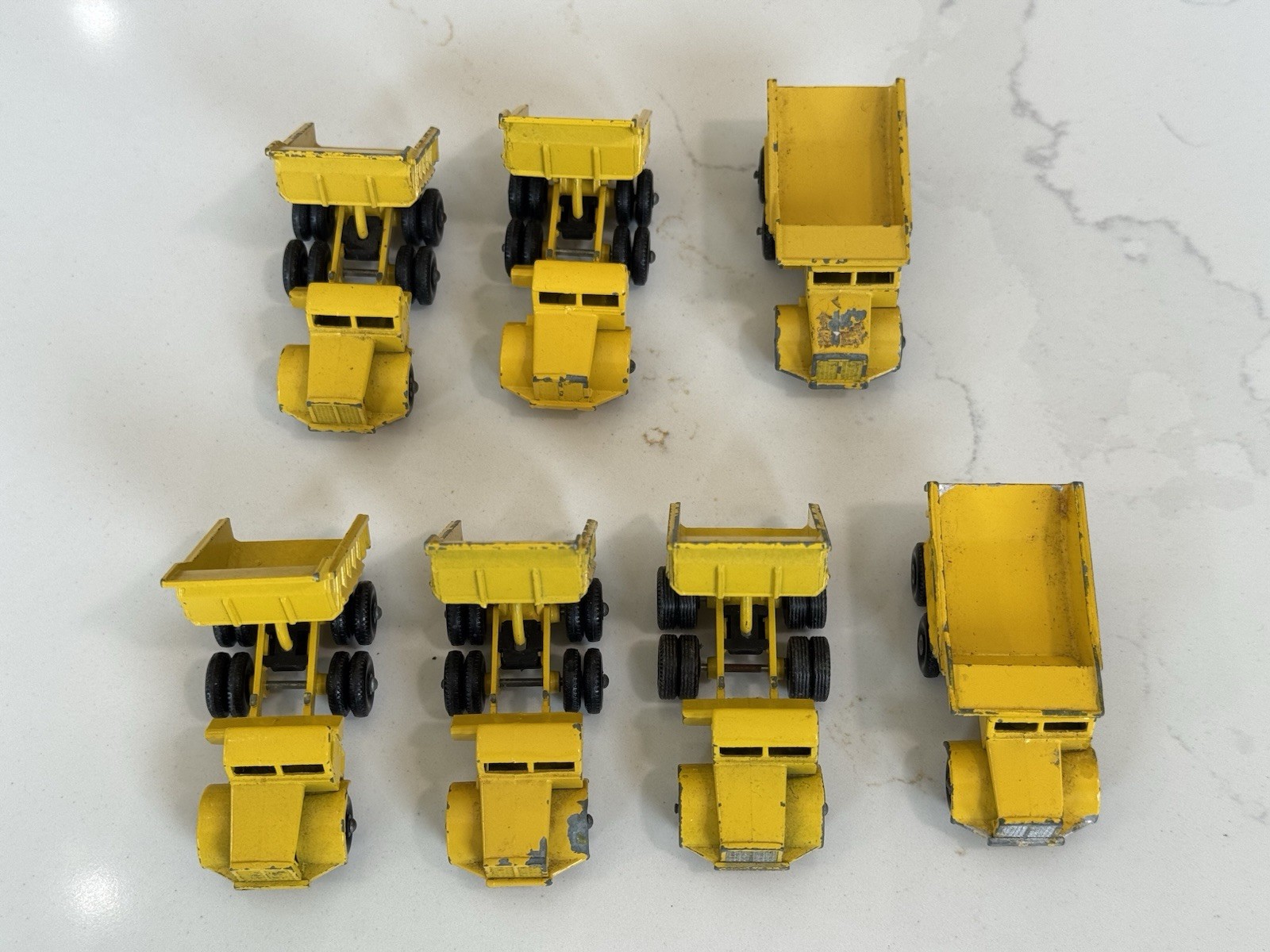 VINTAGE LESNEY MATCHBOX NO.6 EUCLID DUMP TRUCK YELLOW DIECAST LOT OF 7